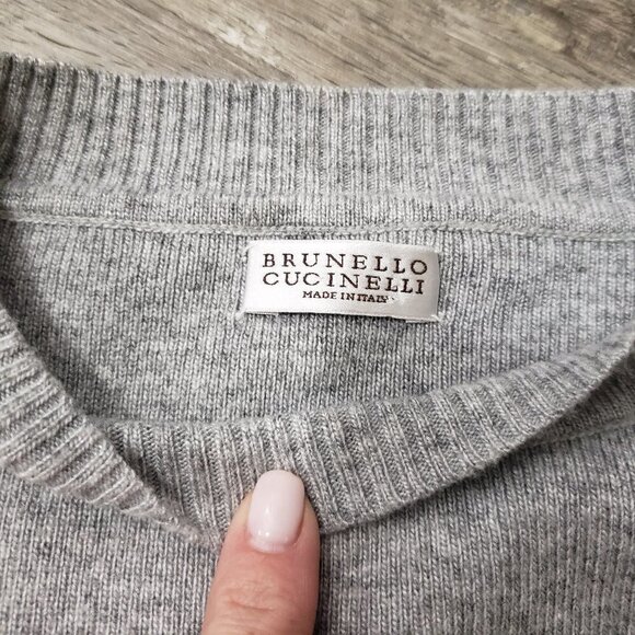 Brunello Cucinelli Wool Sweater Crystal Sleeve S - Picture 3 of 7